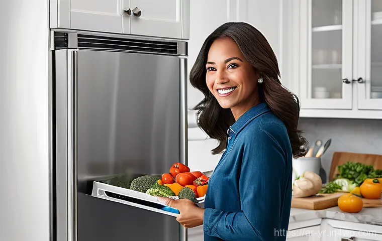 일상 문제 해결에 필요한 과학적 도구 - **Prompt 1: Smart Kitchen Convenience**
"A cheerful woman in her late 30s, dressed in comfortabl...